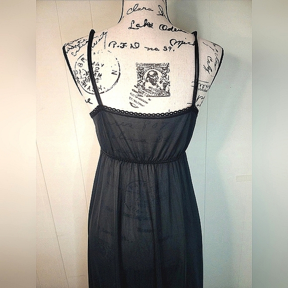 Vintage Jill Andrea Black Maxi Slip Dress Lingerie Medium - Picture 8 of 8